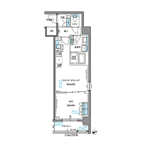 パークアクシス文京本郷(1LDK[CA-type]：42.13㎡)の間取り画像