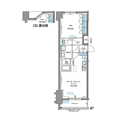 パークアクシス文京本郷(1LDK[CI2-type]：43.04㎡)の間取り画像