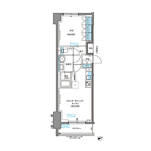 パークアクシス文京本郷(1LDK[CI2-type]：44.71㎡)の間取り画像