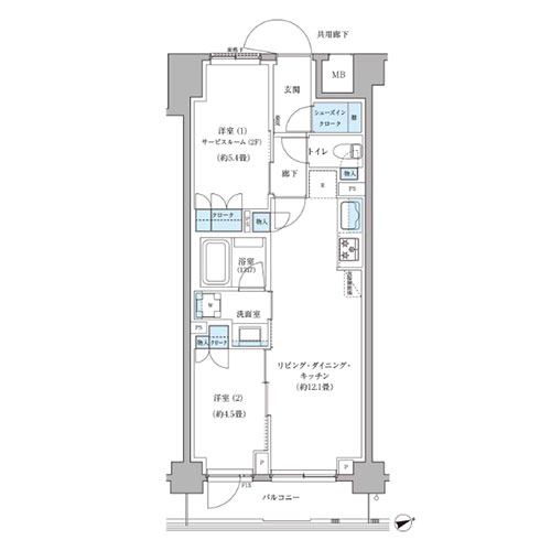 パークアクシス文京本郷(1LDK+S[CJ1-type]：50.95㎡)の間取り画像