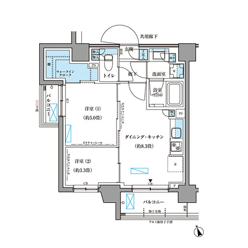 パークアクシス文京本郷(2DK[WG-type]：41.37㎡)の間取り画像