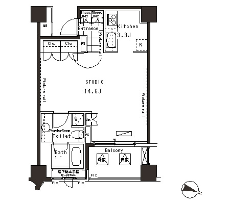 間取図（1K：43.09㎡）
