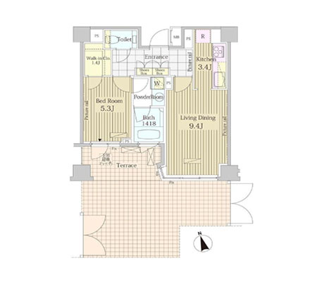 間取図（1LDK：47.02㎡）
