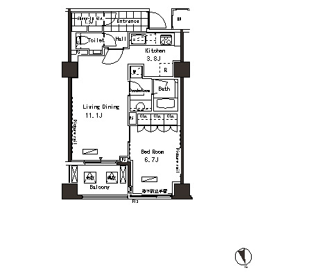 間取図（1LDK：52.26㎡）