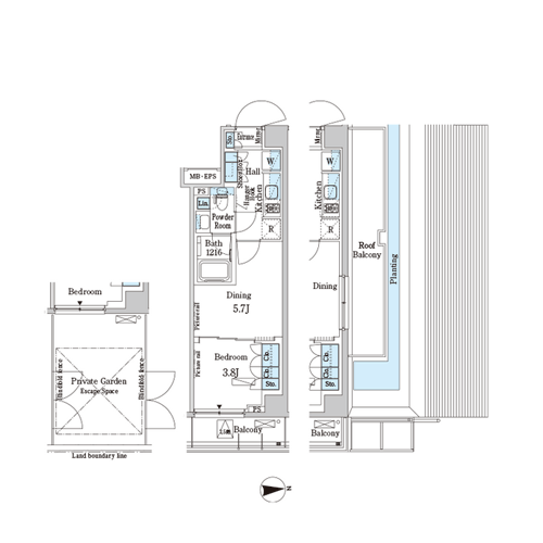 パークアクシス市谷加賀町：間取図