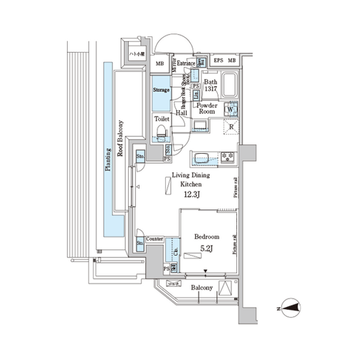 パークアクシス市谷加賀町：間取図