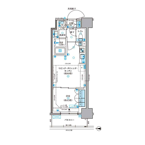 パークアクシス池袋イースト(1LDK[Fタイプ]：33.96㎡)の間取り画像