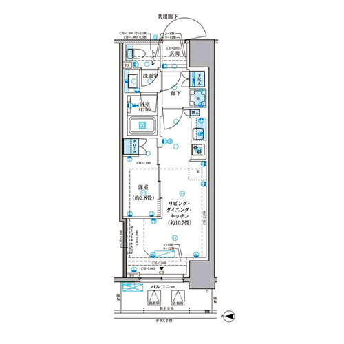 パークアクシス池袋イースト(1LDK[Dタイプ]：34.50㎡)の間取り画像