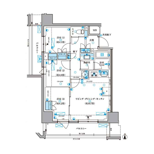 パークアクシス池袋イースト(2LDK[A2タイプ]：55.17㎡)の間取り画像
