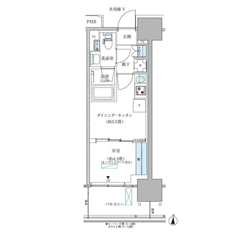 パークアクシス西大島コンフォートスクエア(1DK[A-C7-type]：25.35㎡)の間取り画像