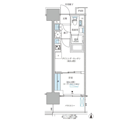 パークアクシス西大島コンフォートスクエア(1DK[A-C8-type]：25.35㎡)の間取り画像