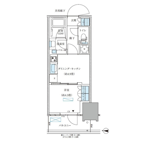 パークアクシス西大島コンフォートスクエア(1DK[BW-D2-type]：27.20㎡)の間取り画像