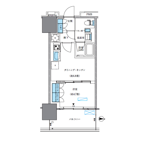 パークアクシス西大島コンフォートスクエア(1DK[BE-D2-type]：31.80㎡)の間取り画像