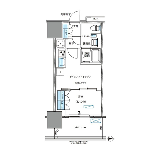 パークアクシス西大島コンフォートスクエア(1DK[BE-D4-type]：31.80㎡)の間取り画像