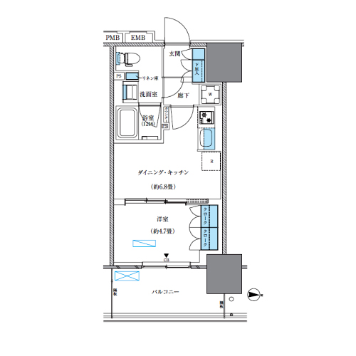 パークアクシス西大島コンフォートスクエア(1DK[BE-D5-type]：31.80㎡)の間取り画像