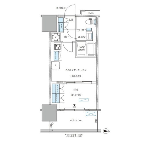 パークアクシス西大島コンフォートスクエア(1DK[BE-D6-type]：31.80㎡)の間取り画像