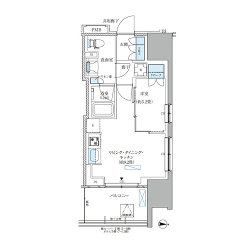 パークアクシス西大島コンフォートスクエア(1LDK[BE-A-type]：34.40㎡)の間取り画像
