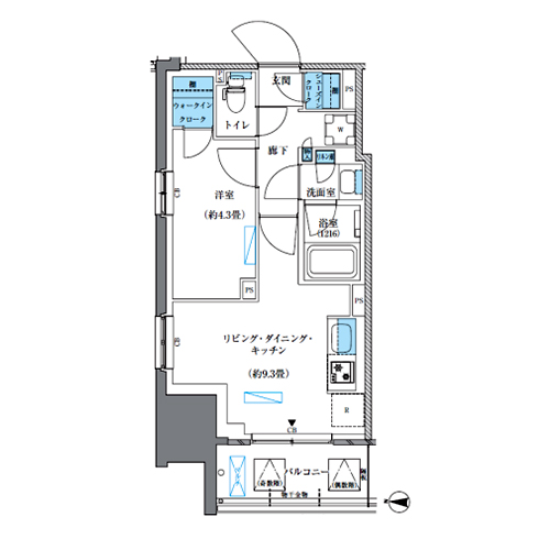 パークアクシス西大島コンフォートスクエア(1LDK[BW-A1-type]：34.81㎡)の間取り画像