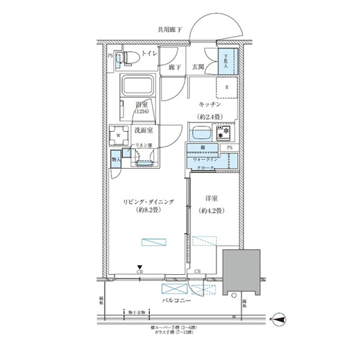 パークアクシス西大島コンフォートスクエア(1LDK[BW-E1-type]：36.80㎡)の間取り画像