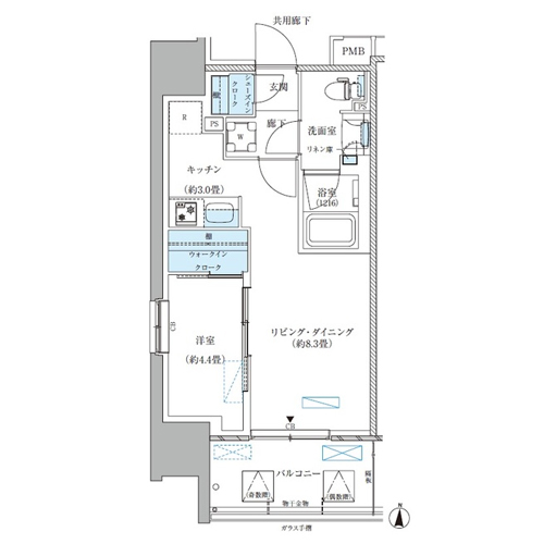 パークアクシス西大島コンフォートスクエア(1LDK[A-A1-type]：37.83㎡)の間取り画像