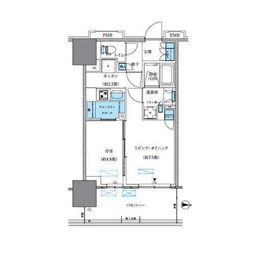 パークアクシス西大島コンフォートスクエア(1LDK[BE-C-type]：38.51㎡)の間取り画像