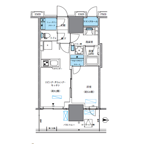 パークアクシス西大島コンフォートスクエア(1LDK[BE-B-type]：39.09㎡)の間取り画像