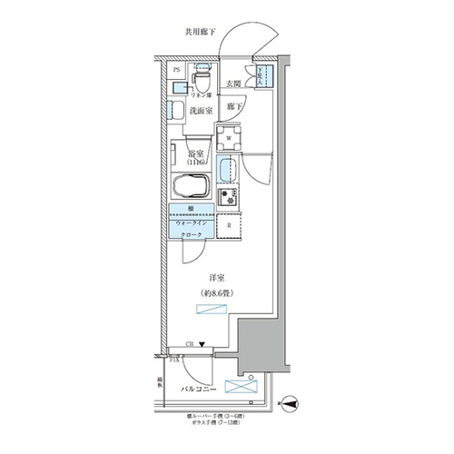 パークアクシス西大島コンフォートスクエア(1R[BW-G4-type]：25.20㎡)の間取り画像