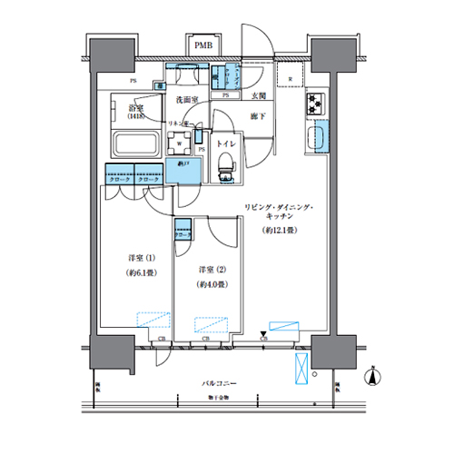 パークアクシス西大島コンフォートスクエア(2LDK[A-G-type]：53.53㎡)の間取り画像
