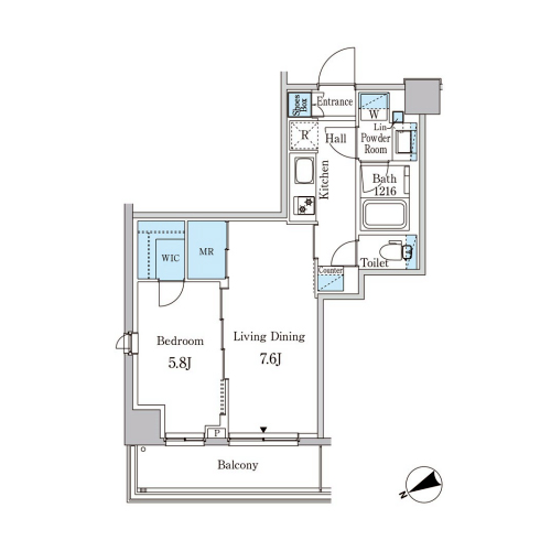 パークアクシス下北沢(1LDK[Bタイプ]：40.89㎡)の間取り画像