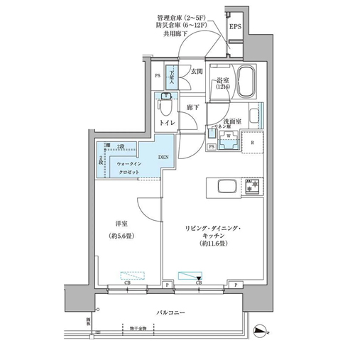 パークアクシス新大橋(1LDK[Cタイプ]：43.35㎡)の間取り画像